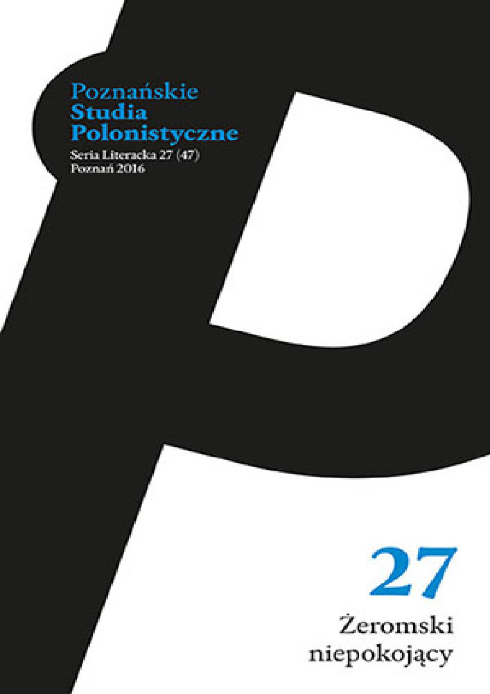 Okładka czasopisma Poznańskie Studia Polonistyczne. Seria Literacka, nr 27, rok 2016, tytuł Żeromski niepokojący
