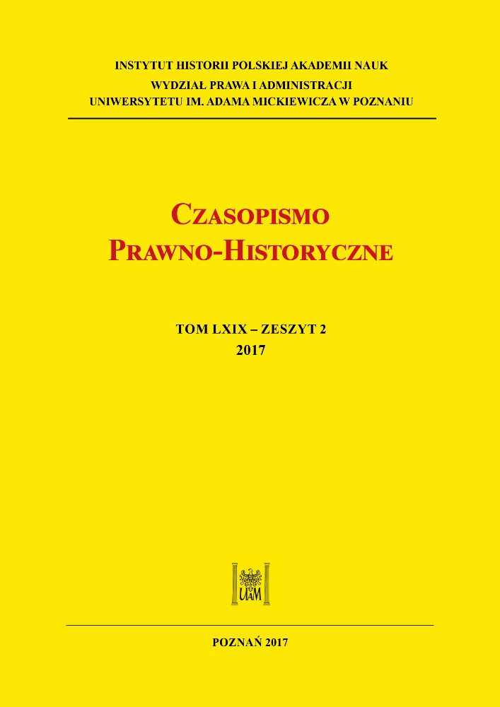Okładka czasopisma Czasopismo Prawno-Historyczne, tom 69, nr 2, rok 2017