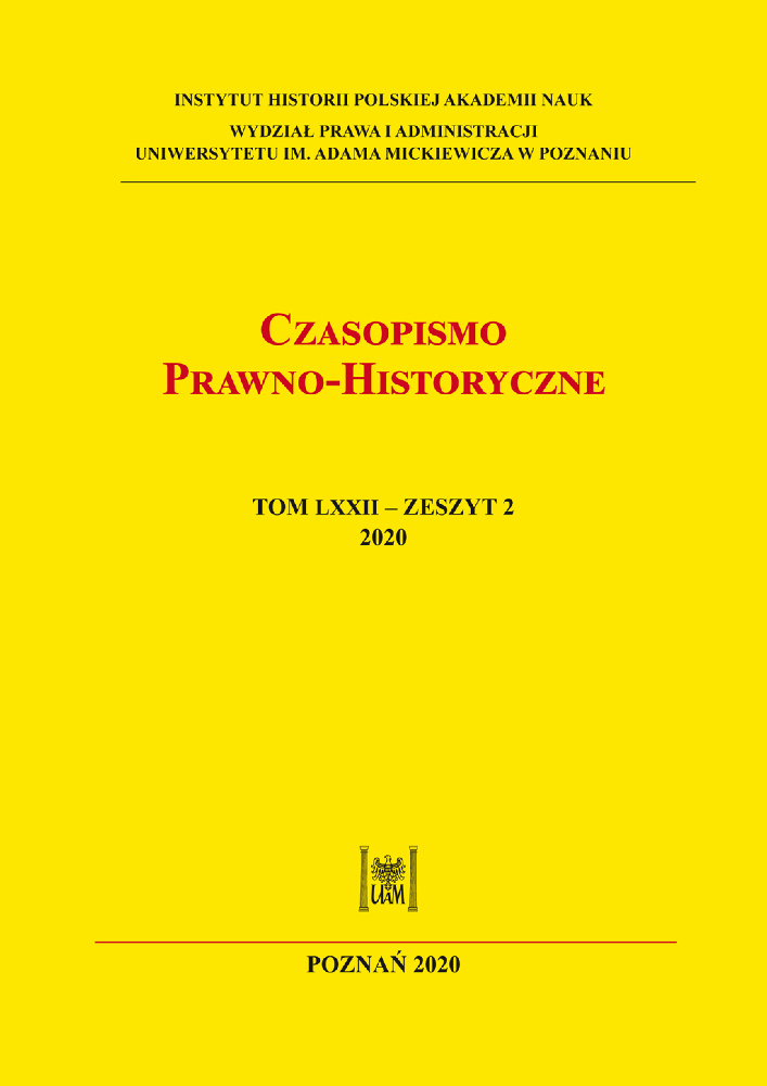 Okładka czasopisma Czasopismo Prawno-Historyczne, tom 72, nr 2, rok 2020