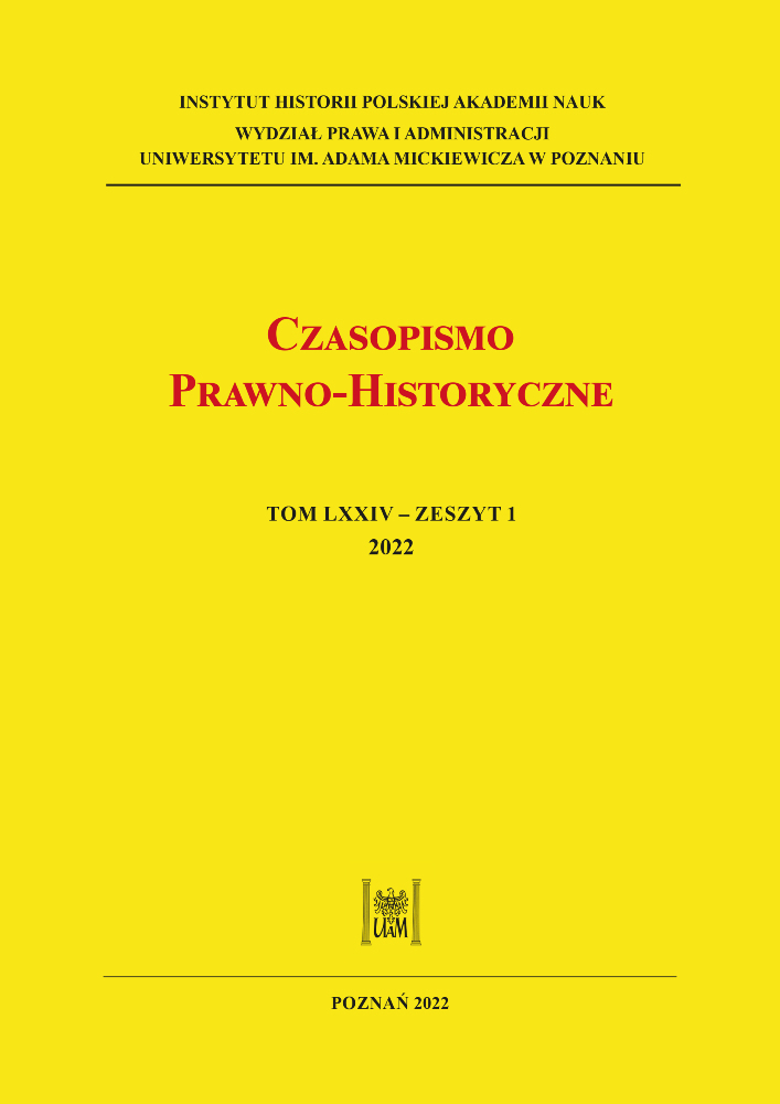 Okładka czasopisma Czasopismo Prawno-Historyczne, tom 74, nr 1, rok 2022