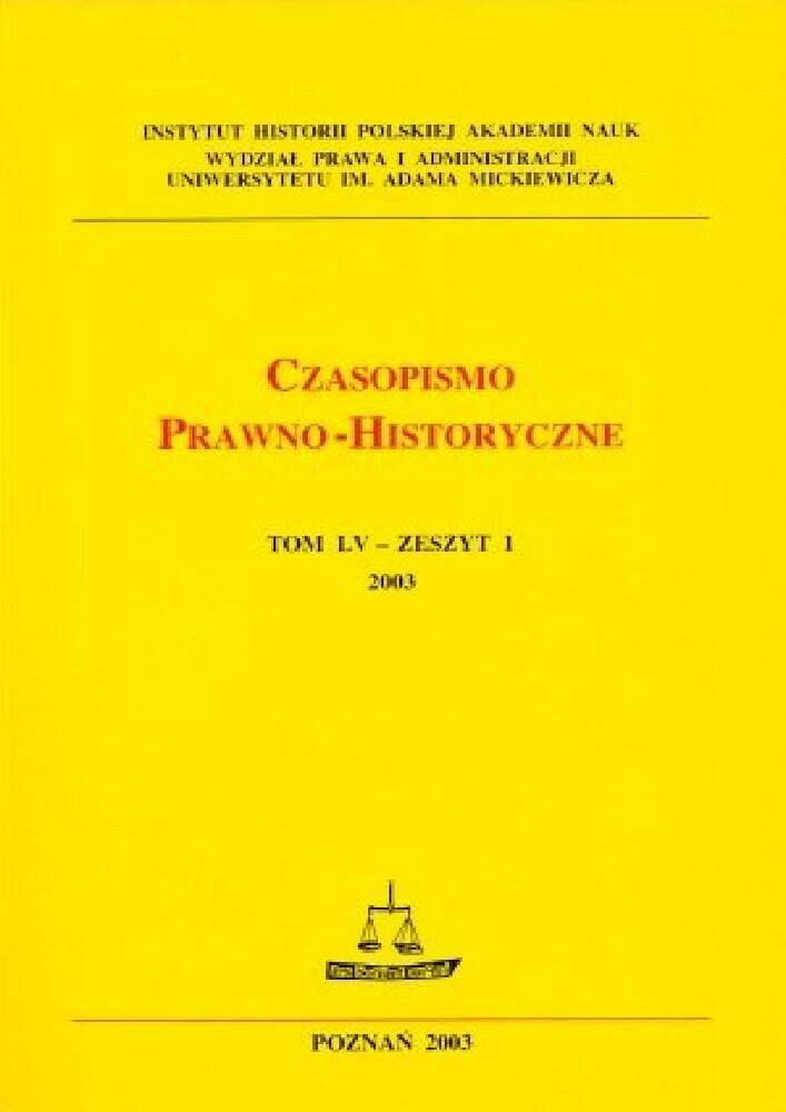 Okładka czasopisma Czasopismo Prawno-Historyczne, tom 55, nr 1, rok 2003