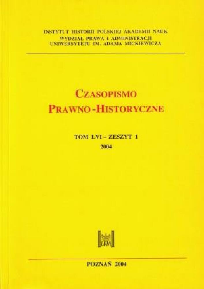 Okładka czasopisma Czasopismo Prawno-Historyczne, tom 56, nr 1, rok 2004
