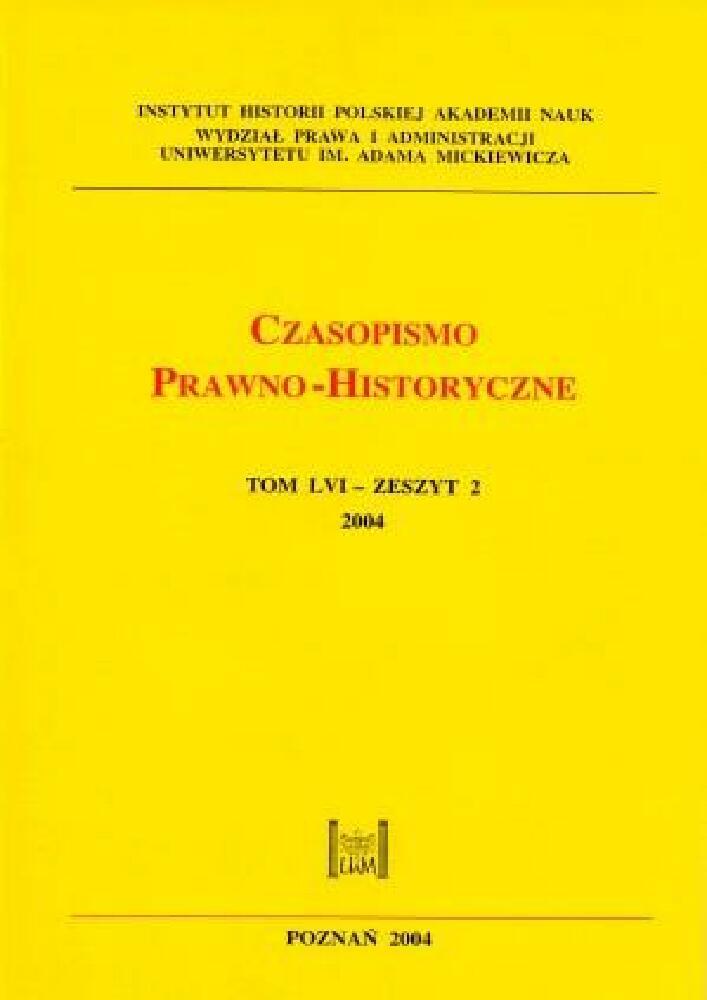 Okładka czasopisma Czasopismo Prawno-Historyczne, tom 56, nr 2, rok 2004