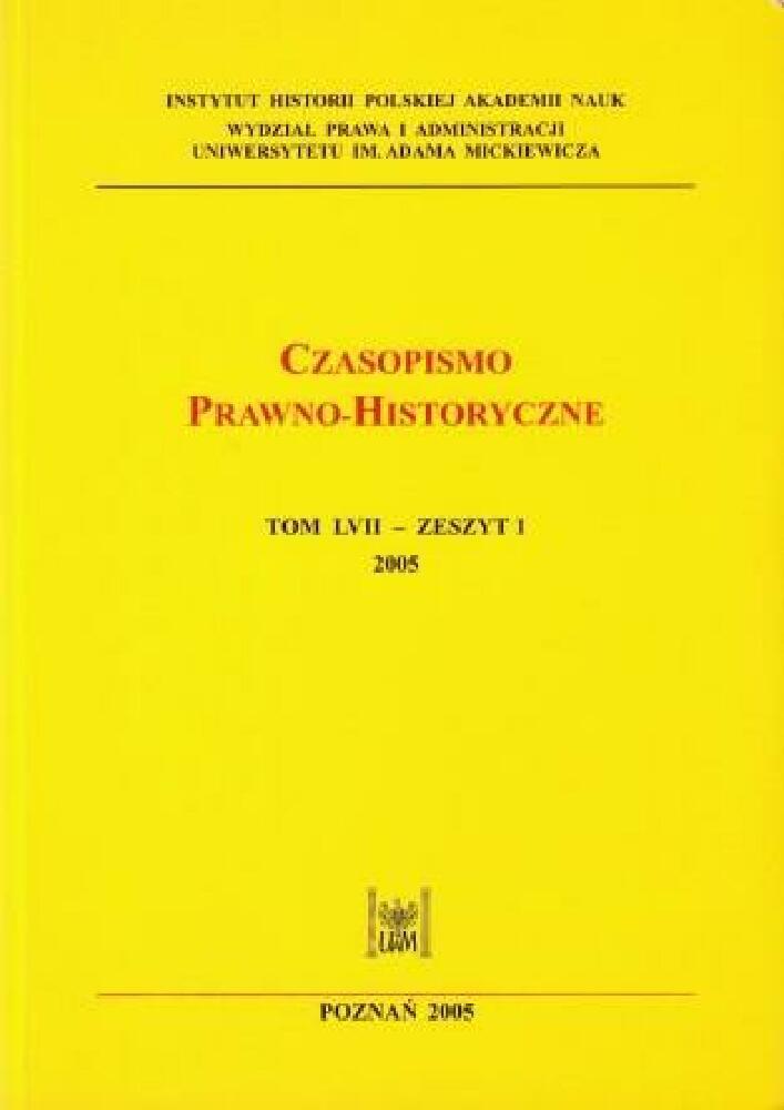 Okładka czasopisma Czasopismo Prawno-Historyczne, tom 57, nr 1, rok 2005