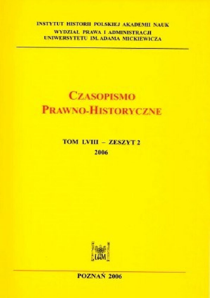 Okładka czasopisma Czasopismo Prawno-Historyczne, tom 58, nr 2, rok 2006