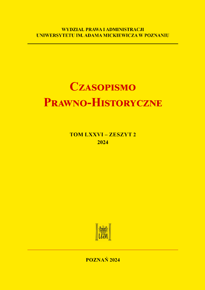 Okładka czasopisma Czasopismo Prawno-Historyczne, tom 76, nr 2, rok 2024