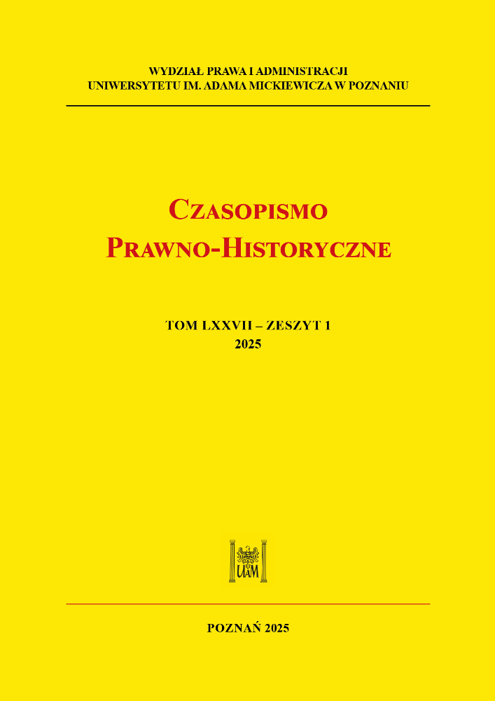 Okładka czasopisma Czasopismo Prawno-Historyczne, tom 77, nr 1, rok 2025