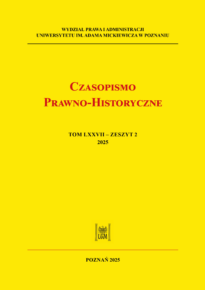 Okładka czasopisma Czasopismo Prawno-Historyczne, tom 77, nr 2, rok 2025