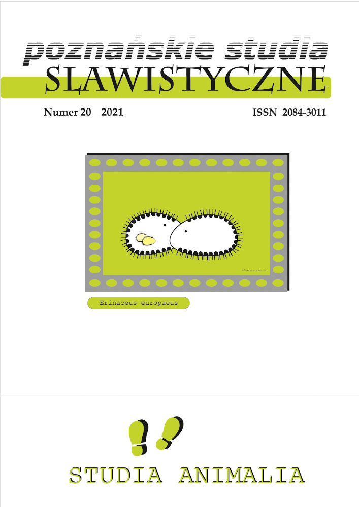 Journal cover Poznańskie Studia Slawistyczne, no. 20, year 2021, title Studia Animalia 1: the Image of Animals in Language, Literature and Culture