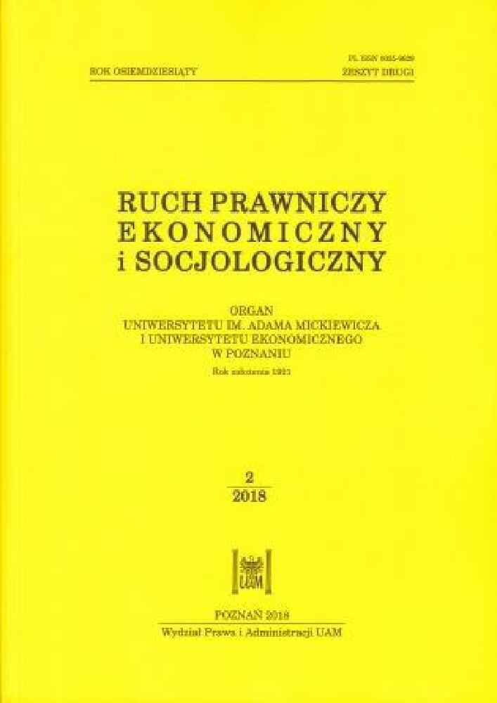 Okładka czasopisma Ruch Prawniczy, Ekonomiczny i Socjologiczny, tom 80, nr 2, rok 2018