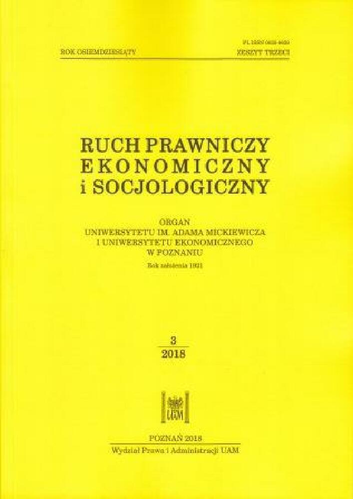 Okładka czasopisma Ruch Prawniczy, Ekonomiczny i Socjologiczny, tom 80, nr 3, rok 2018
