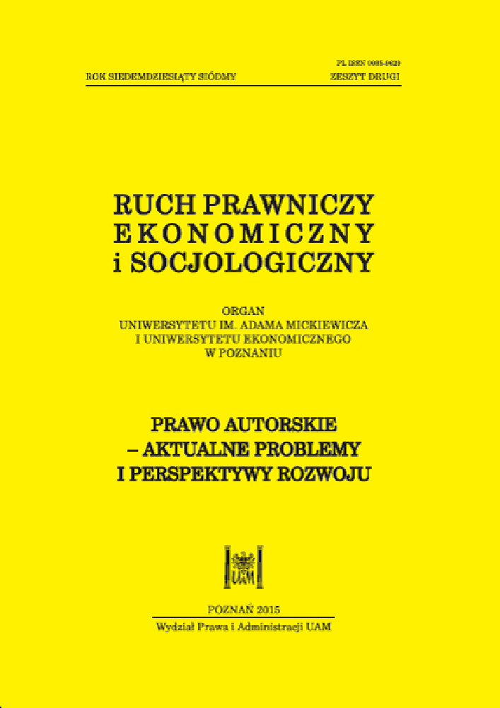 Journal cover Ruch Prawniczy, Ekonomiczny i Socjologiczny, volume 77, no. 2, year 2015, title Copyright – current issues and prospects for development