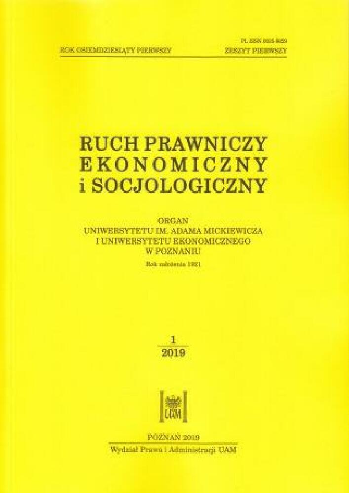 Okładka czasopisma Ruch Prawniczy, Ekonomiczny i Socjologiczny, tom 81, nr 1, rok 2019