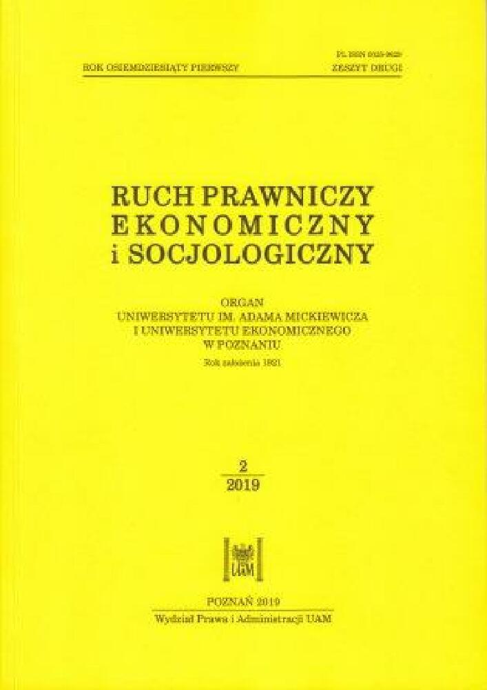 Okładka czasopisma Ruch Prawniczy, Ekonomiczny i Socjologiczny, tom 81, nr 2, rok 2019