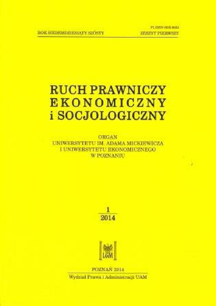 Okładka czasopisma Ruch Prawniczy, Ekonomiczny i Socjologiczny, tom 76, nr 1, rok 2014