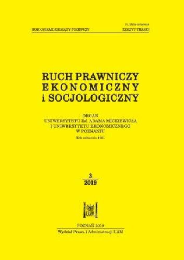 Okładka czasopisma Ruch Prawniczy, Ekonomiczny i Socjologiczny, tom 81, nr 3, rok 2019