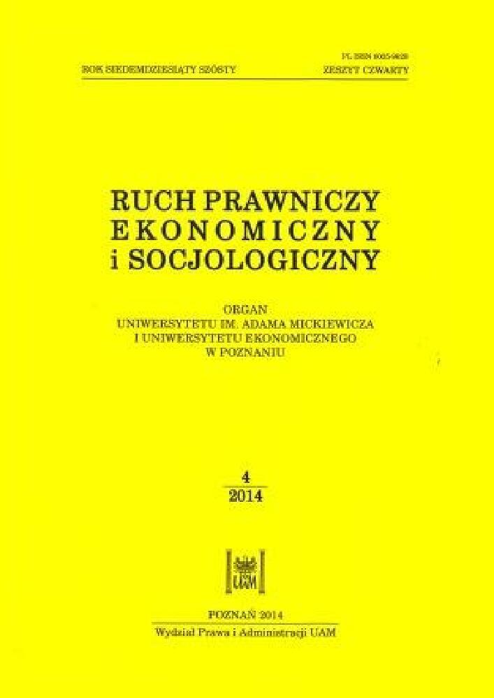 Okładka czasopisma Ruch Prawniczy, Ekonomiczny i Socjologiczny, tom 76, nr 4, rok 2014