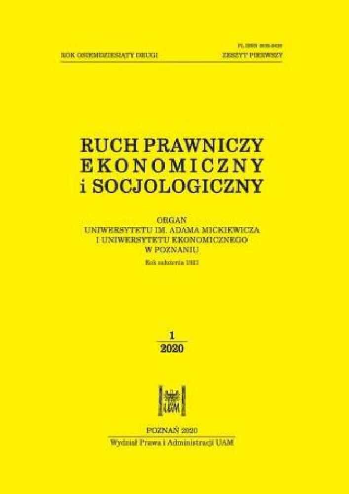 Okładka czasopisma Ruch Prawniczy, Ekonomiczny i Socjologiczny, tom 82, nr 1, rok 2020