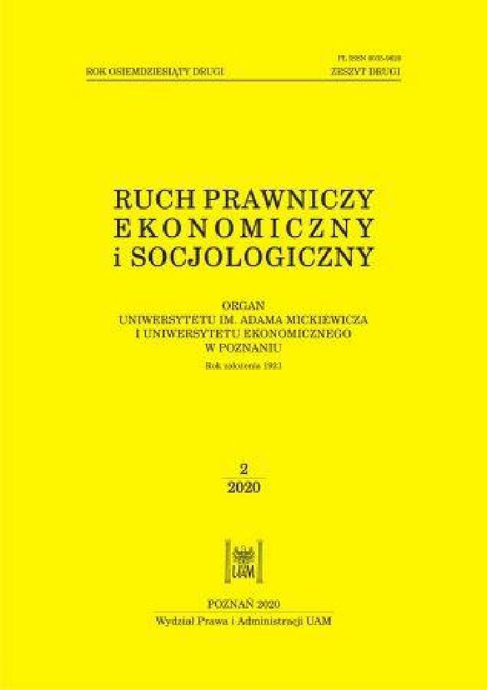 Okładka czasopisma Ruch Prawniczy, Ekonomiczny i Socjologiczny, tom 82, nr 2, rok 2020