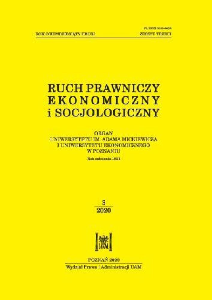 Okładka czasopisma Ruch Prawniczy, Ekonomiczny i Socjologiczny, tom 82, nr 3, rok 2020