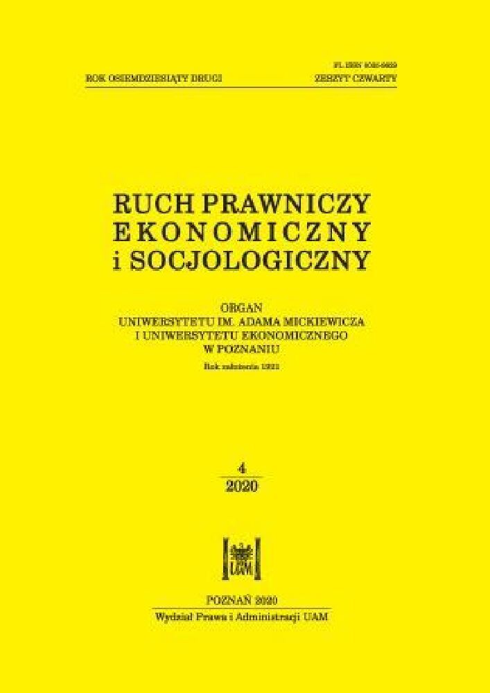 Okładka czasopisma Ruch Prawniczy, Ekonomiczny i Socjologiczny, tom 82, nr 4, rok 2020