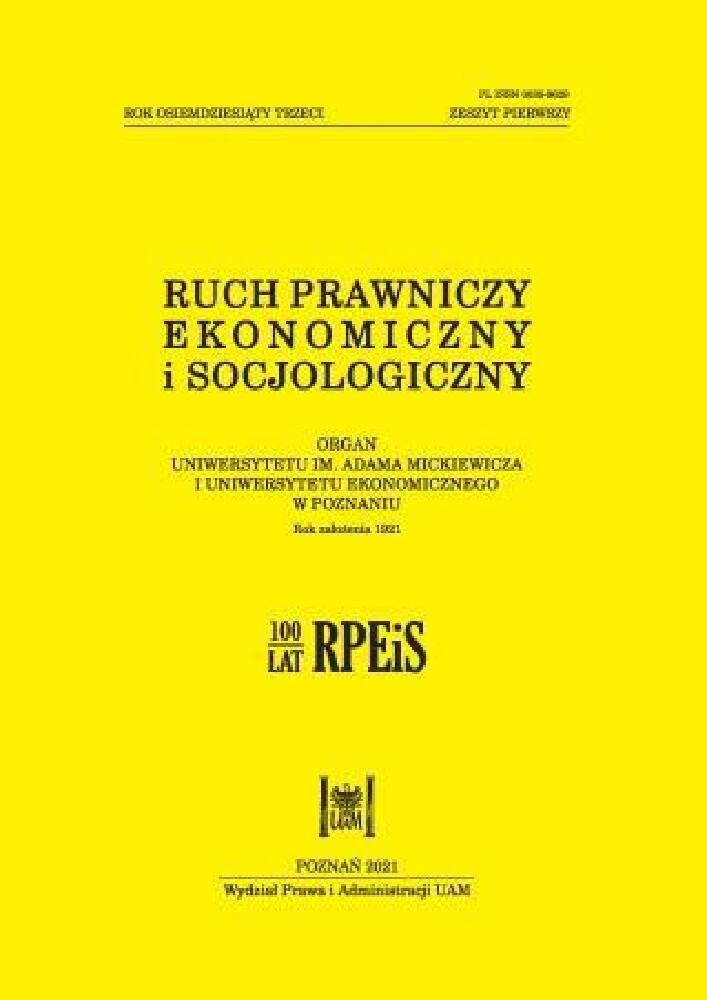 Okładka czasopisma Ruch Prawniczy, Ekonomiczny i Socjologiczny, tom 83, nr 1, rok 2021