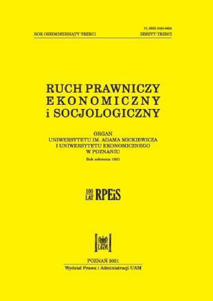 Okładka czasopisma Ruch Prawniczy, Ekonomiczny i Socjologiczny, tom 83, nr 3, rok 2021