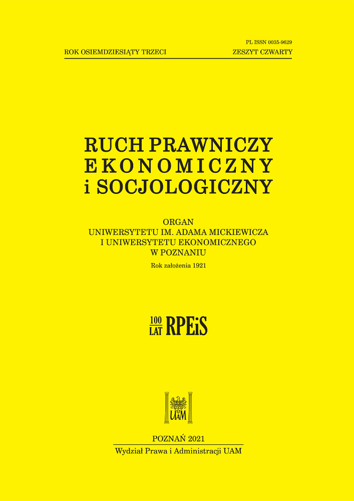 Okładka czasopisma Ruch Prawniczy, Ekonomiczny i Socjologiczny, tom 83, nr 4, rok 2021