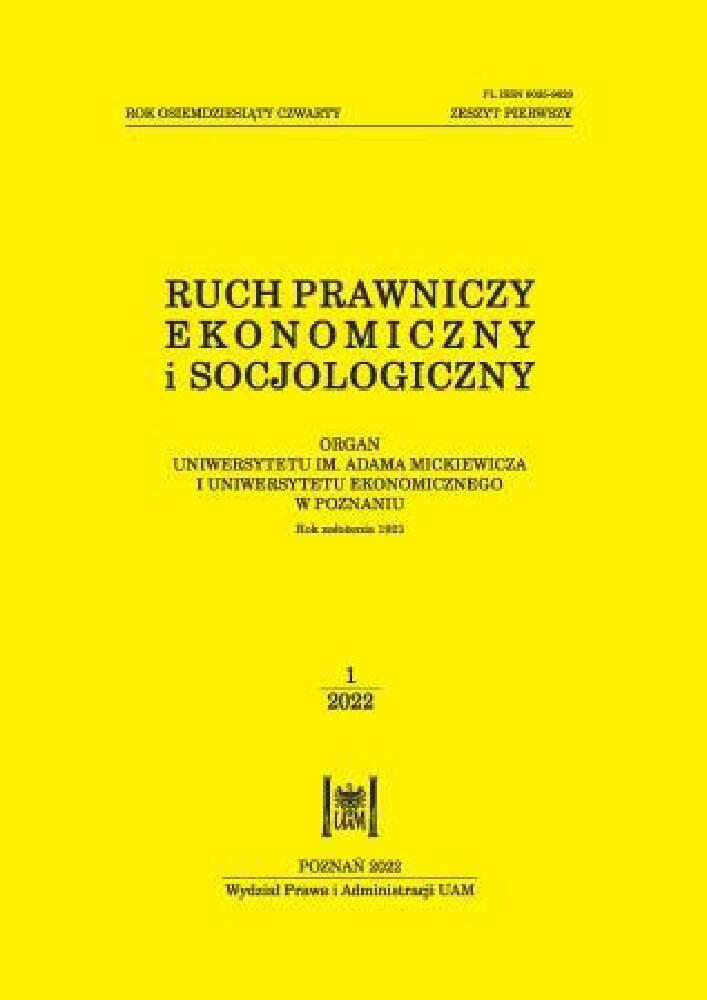 Okładka czasopisma Ruch Prawniczy, Ekonomiczny i Socjologiczny, tom 84, nr 1, rok 2022
