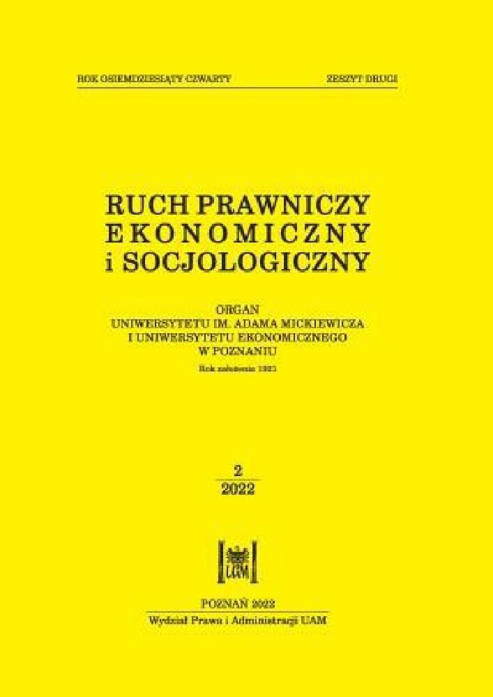 Okładka czasopisma Ruch Prawniczy, Ekonomiczny i Socjologiczny, tom 84, nr 2, rok 2022