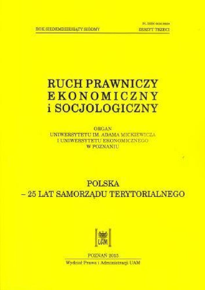 Journal cover Ruch Prawniczy, Ekonomiczny i Socjologiczny, volume 77, no. 3, year 2015, title Poland – 25 years of self-government