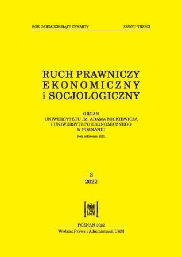 Okładka czasopisma Ruch Prawniczy, Ekonomiczny i Socjologiczny, tom 84, nr 3, rok 2022