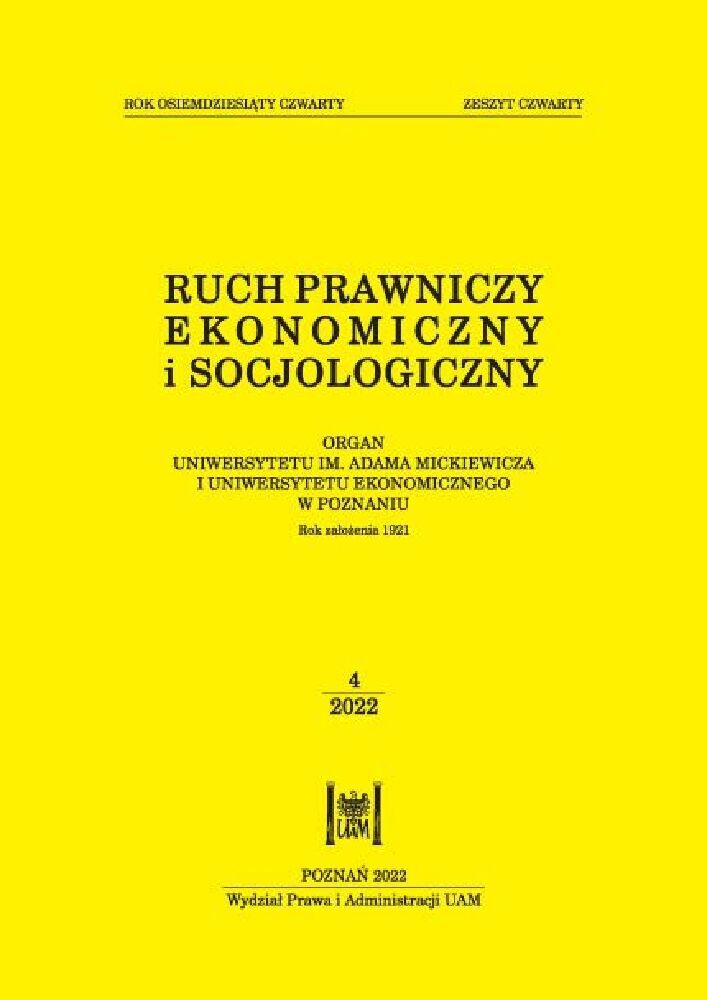 Okładka czasopisma Ruch Prawniczy, Ekonomiczny i Socjologiczny, tom 84, nr 4, rok 2022