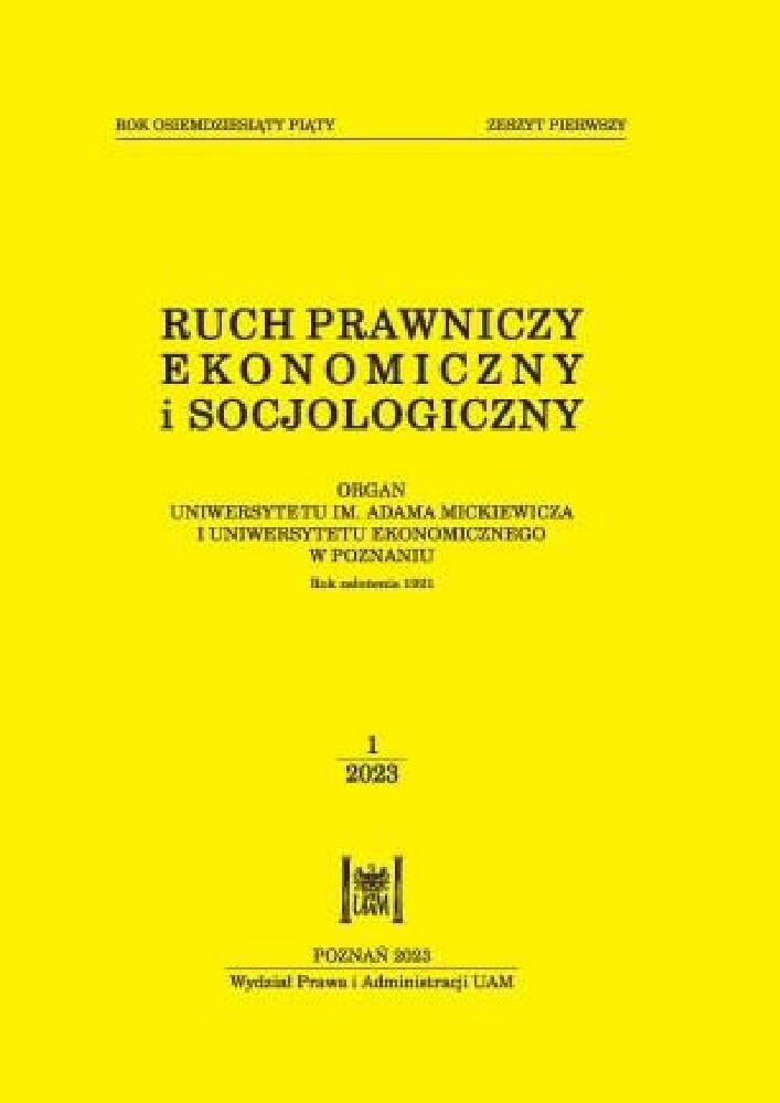 Okładka czasopisma Ruch Prawniczy, Ekonomiczny i Socjologiczny, tom 85, nr 1, rok 2023