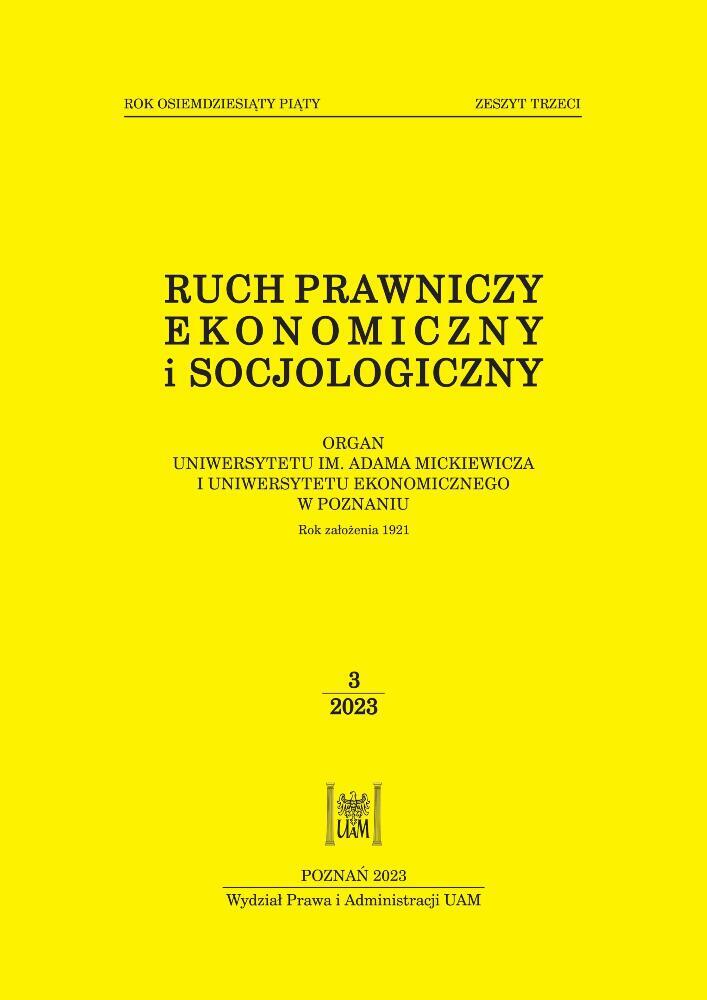 Okładka czasopisma Ruch Prawniczy, Ekonomiczny i Socjologiczny, tom 85, nr 3, rok 2023