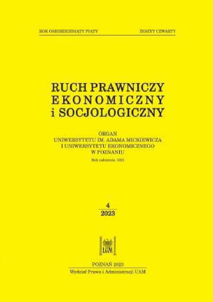 Okładka czasopisma Ruch Prawniczy, Ekonomiczny i Socjologiczny, tom 85, nr 4, rok 2023