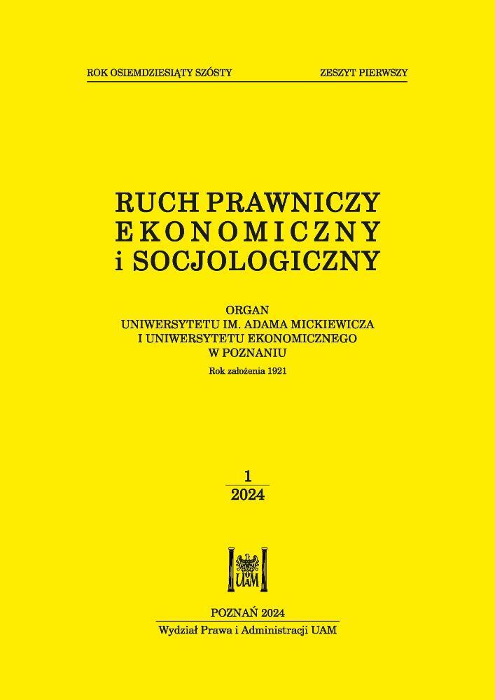 Okładka czasopisma Ruch Prawniczy, Ekonomiczny i Socjologiczny, tom 86, nr 1, rok 2024