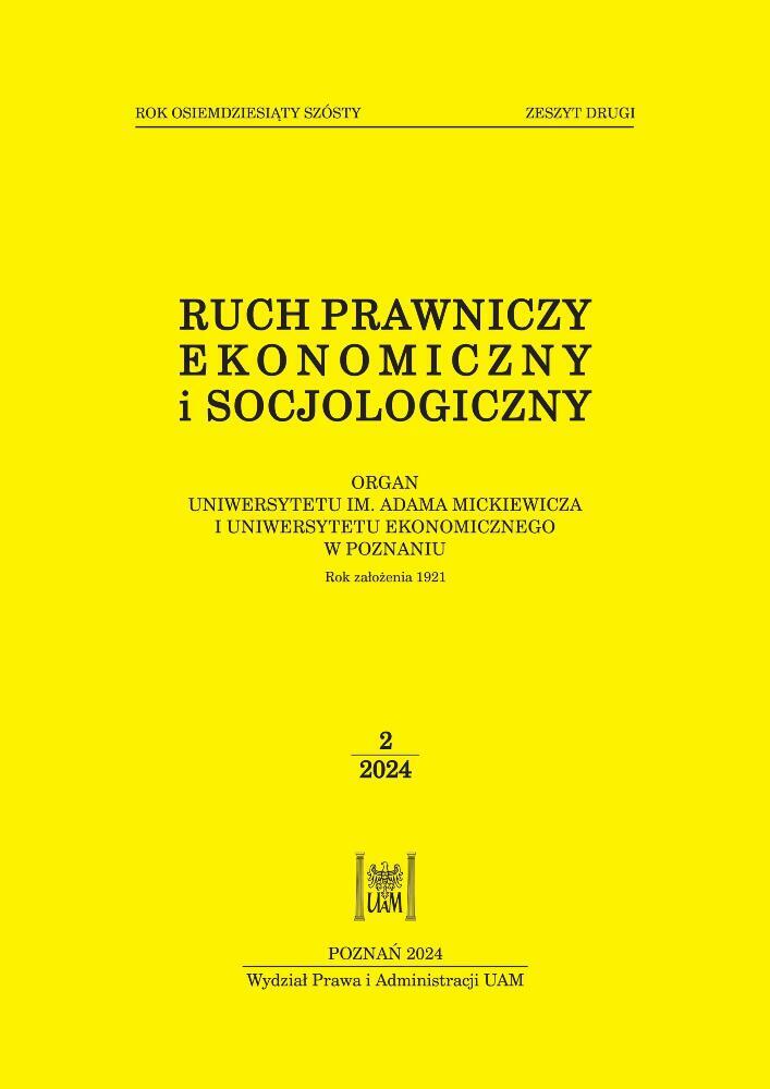 Okładka czasopisma Ruch Prawniczy, Ekonomiczny i Socjologiczny, tom 86, nr 2, rok 2024