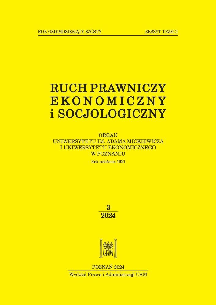 Okładka czasopisma Ruch Prawniczy, Ekonomiczny i Socjologiczny, tom 86, nr 3, rok 2024