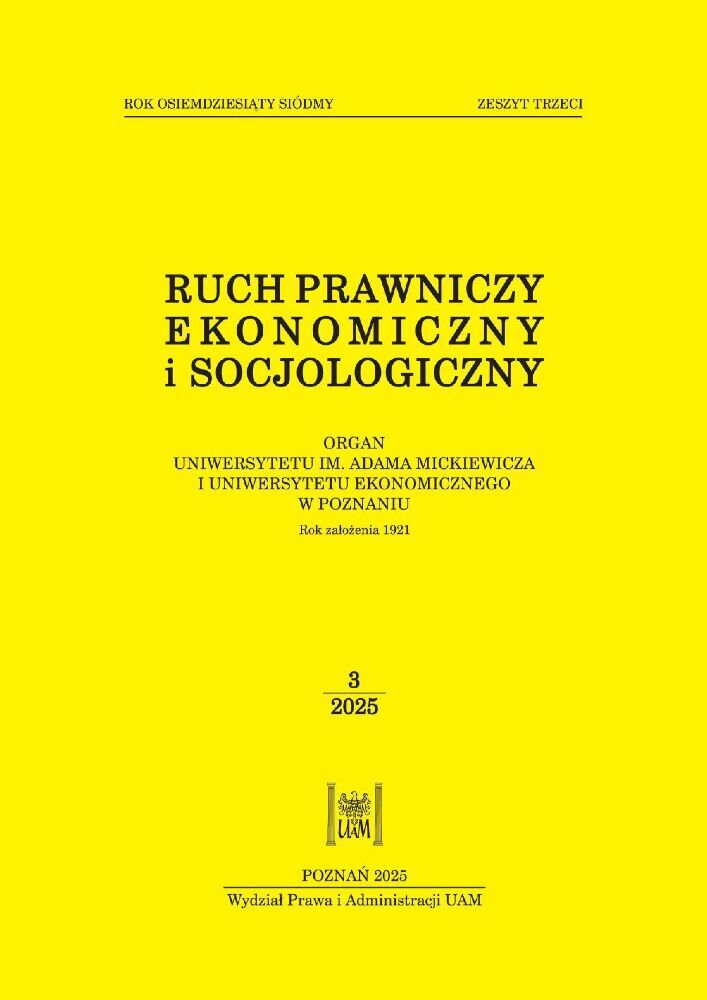 Okładka czasopisma Ruch Prawniczy, Ekonomiczny i Socjologiczny, tom 87, nr 3, rok 2025