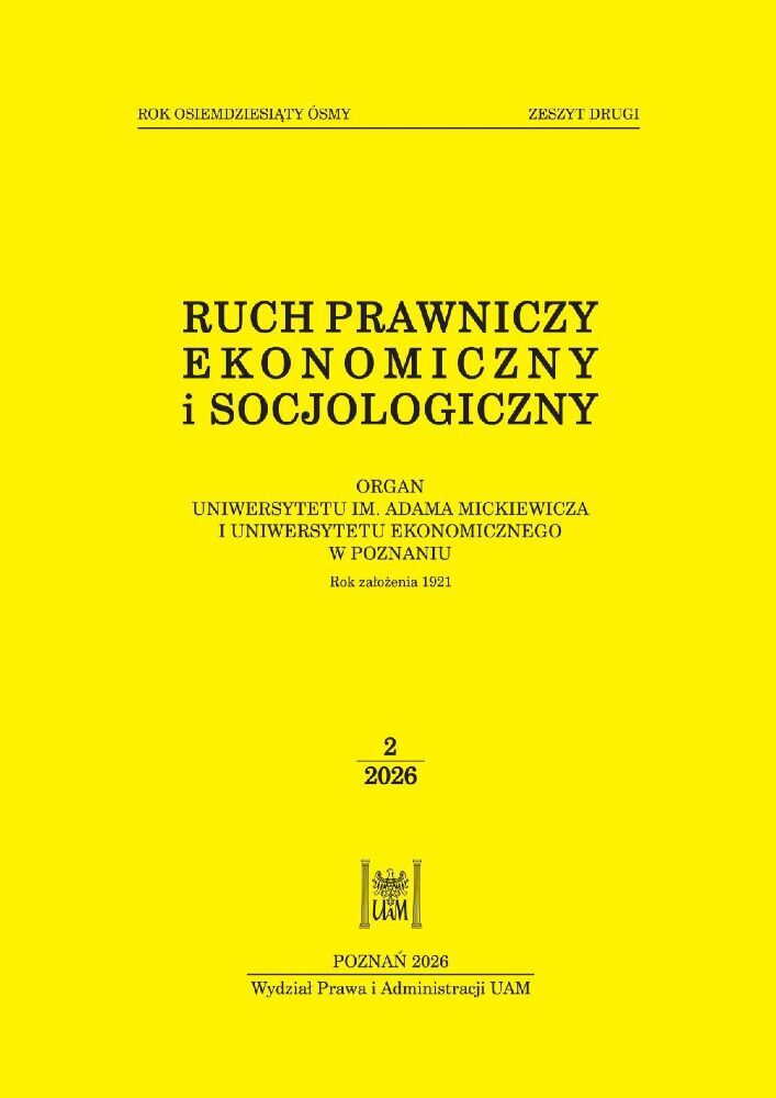 Okładka czasopisma Ruch Prawniczy, Ekonomiczny i Socjologiczny, tom 88, nr 2, rok 2026