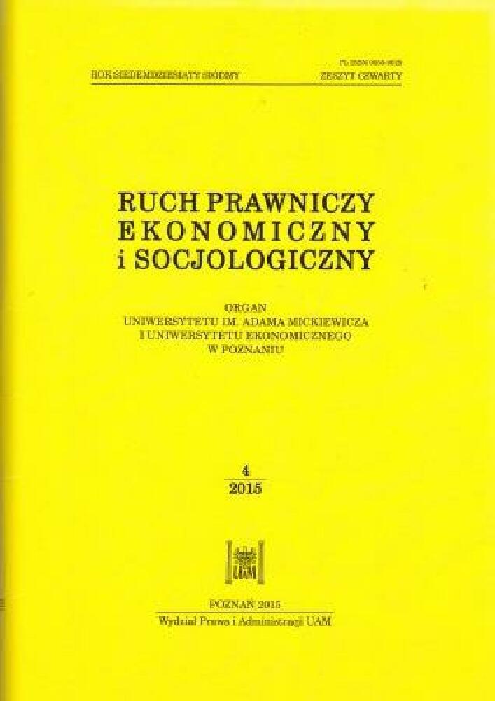 Journal cover Ruch Prawniczy, Ekonomiczny i Socjologiczny, volume 77, no. 4, year 2015