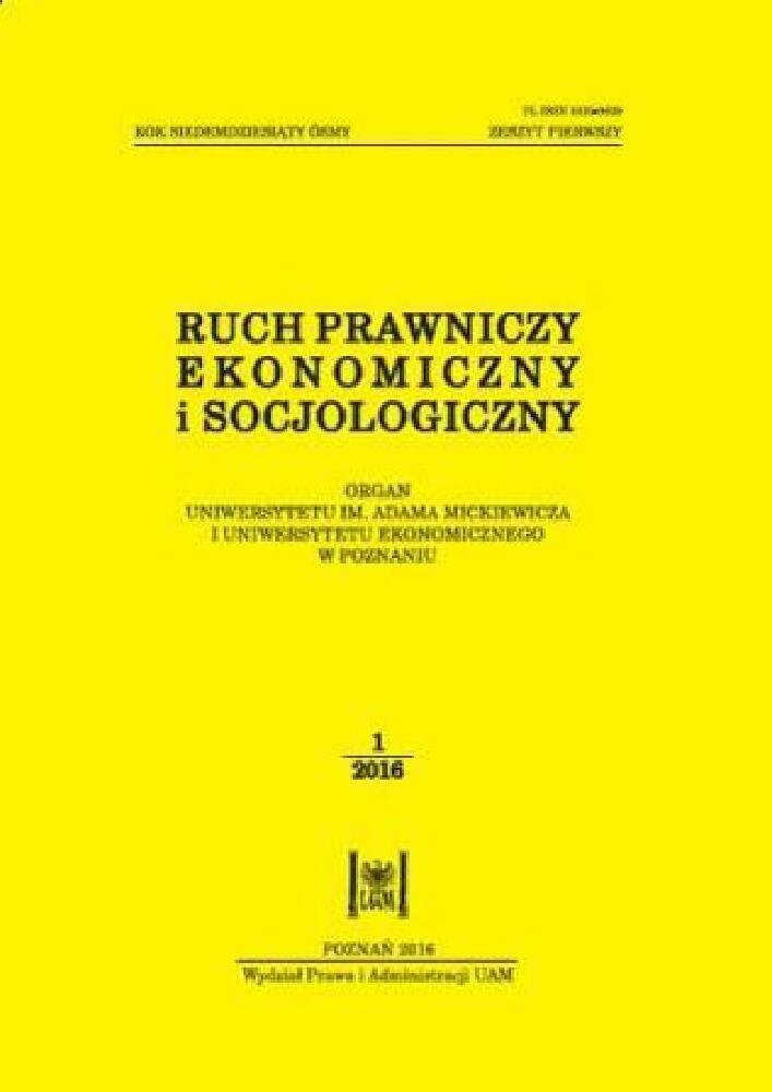 Okładka czasopisma Ruch Prawniczy, Ekonomiczny i Socjologiczny, tom 78, nr 1, rok 2016
