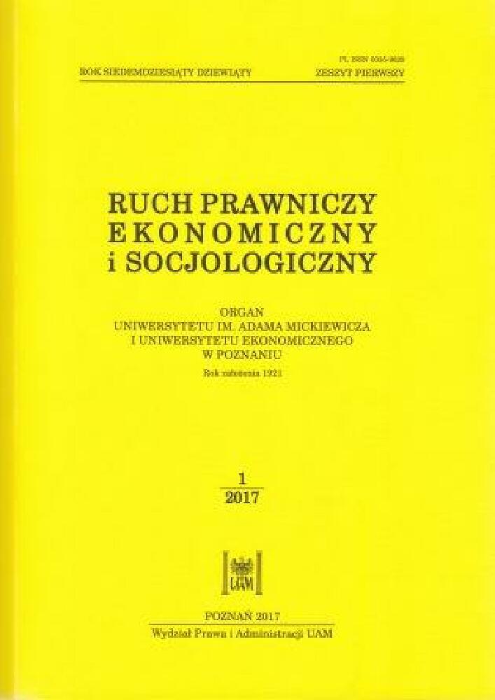 Okładka czasopisma Ruch Prawniczy, Ekonomiczny i Socjologiczny, tom 79, nr 1, rok 2017