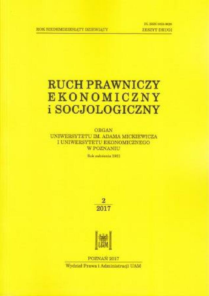 Journal cover Ruch Prawniczy, Ekonomiczny i Socjologiczny, volume 79, no. 2, year 2017