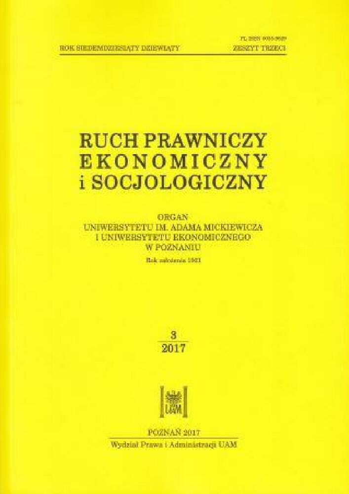 Journal cover Ruch Prawniczy, Ekonomiczny i Socjologiczny, volume 79, no. 3, year 2017