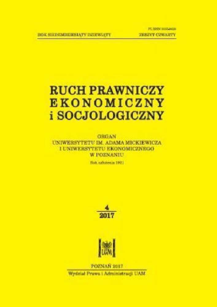 Okładka czasopisma Ruch Prawniczy, Ekonomiczny i Socjologiczny, tom 79, nr 4, rok 2017