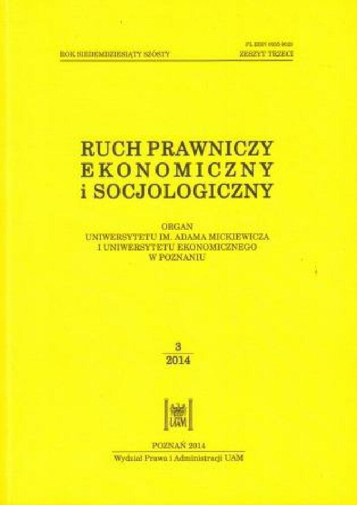 Journal cover Ruch Prawniczy, Ekonomiczny i Socjologiczny, volume 76, no. 3, year 2014
