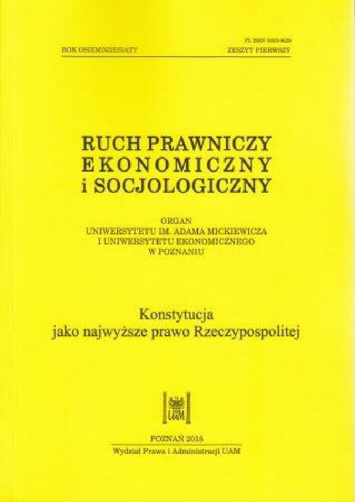 Journal cover Ruch Prawniczy, Ekonomiczny i Socjologiczny, volume 80, no. 1, year 2018, title Constitution as the highest law of the Republic of Poland