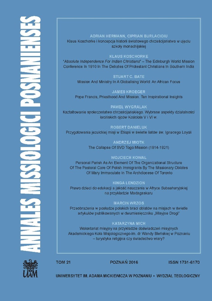 Okładka czasopisma Annales Missiologici Posnanienses, tom 21, rok 2016